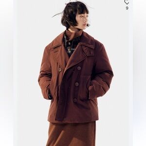 new Uniqlo Brown Quilted Jacket PADDED SHORT PEACOAT medium